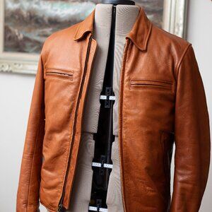 The Moto Jacket in Whiskey Steerhide by Taylor Stitch (S)